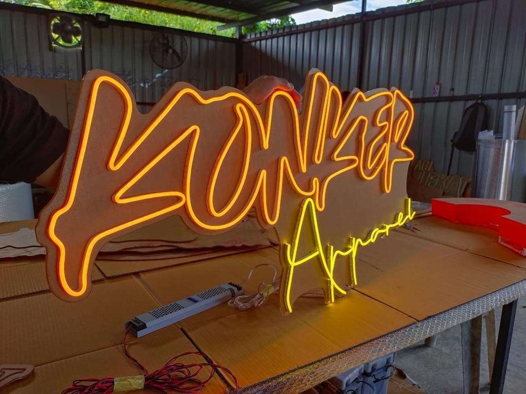 Vibrant neon word signage for indoor decoration by signage and signboard company in malaysia