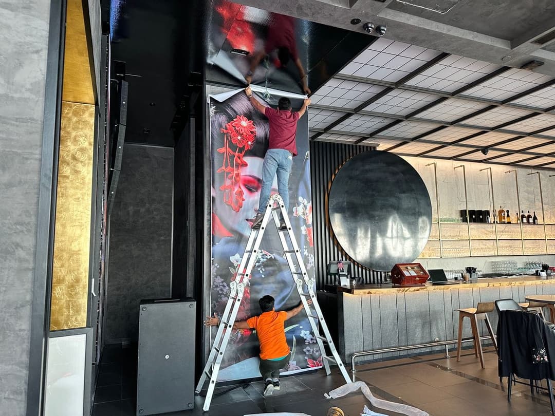 Custom wallpapers and stickers for indoor and outdoor spaces by signage and signboard company in malaysia