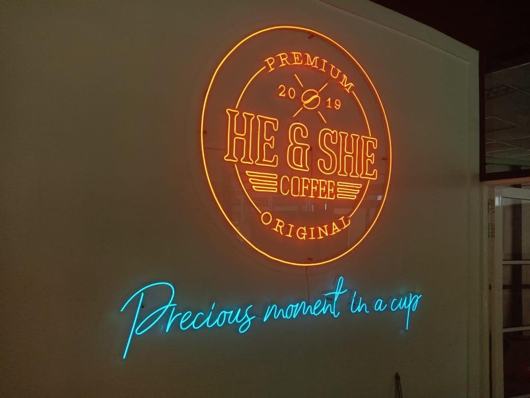 Vibrant neon word signage for indoor decoration by signage and signboard company in malaysia