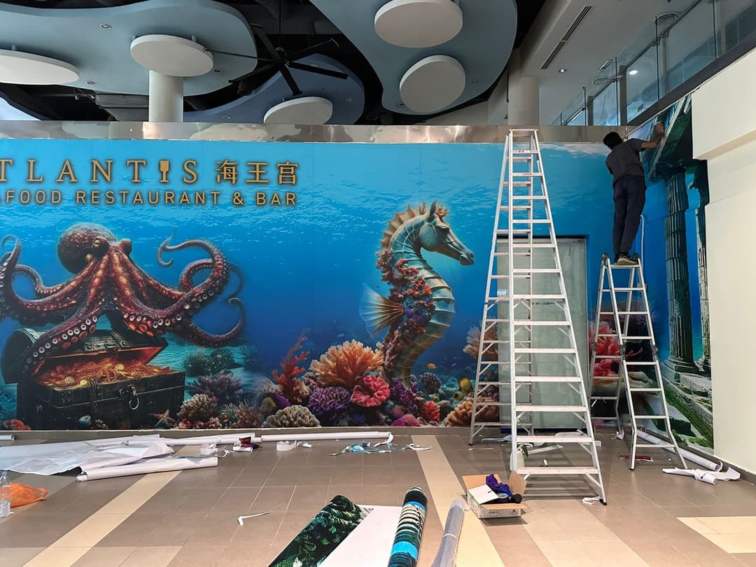 Custom wallpapers and stickers for indoor and outdoor spaces by signage and signboard company in malaysia