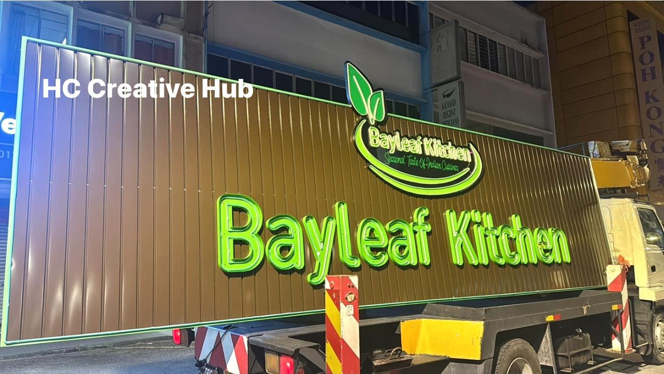 3D Neon Signboard for Bayleaf Kitchen