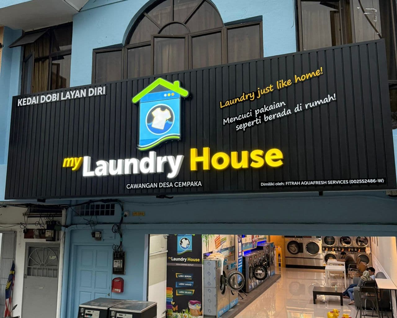 Laundry Signboard 3D Frontlit Aluminium Panel Base